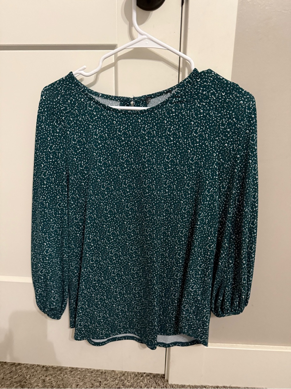 Adrianna Papell Women's Teal Speckled 3/4 Sleeve Blouse